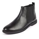 FAUSTO FST KI-101 BLACK-42 Men's Black High Ankle Slip On Outdoor Fashion Winter Chelsea Boots (8 UK)
