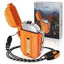 lafagiet USB Rechargeable Lighter, Waterproof Dual Arc Lighters for Camping Hiking Outdoor Survival Kits (Upgrade-Orange)