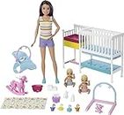 Barbie Skipper Babysitters Inc Dolls & Playset, Nap 'n Nurture Nursery, Skipper Doll, Baby Doll, Crib & 10+ Accessories, Working Bouncer