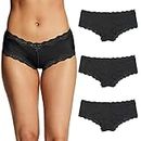 Maidenform Cheeky Panty Pack, Sexy Must Haves Hipster Underwear for Women, 3-Pack, Black/Black/Black, Large