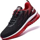 AUPERF Men's Air Running Shoes Lightweight Breathable Workout Footwear Walking Sports Tennis Sneaker, Black/Red, 10