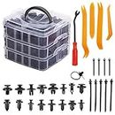 675 Pcs Car Retainer Clips & Plastic Fasteners Kit 16 Most Popular Sizes - 630 Plastic Car Door Panel Trim Clips Kit, 4 Different Size Auto Trim Removal Tools, 10 Cable Ties, 30 Gasket and 1 Fastener Remover
