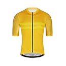 LZQpearl Men's Cycling Jersey, Short Sleeve Bike Top T-Shirt, Full Zipper Summer Biking Top with 3 Rear Pockets, Mountain Bike/MTB Shirt, Quick Dry Cycling Jerseys (Yellow,L)