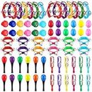 Silipull 72 Pcs Shaker Musical Instruments for Kids, Egg Shaker, Wrist Hand Band Bells, Maracas Shakers, Percussion Tambourine, Cymbals, Plastic Castanets for Preschool Early Music Learning Toy