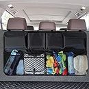 EYUVAA LABEL Tetron Polyester Car Trunk Organizer, Backseat Hanging Car Dikki Organizer with 8 Close Pockets, 4 Net Pockets, Super Capacity Organizer for all SUVs, Van, Hatchback Cars (Black)