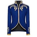 Cacycasa Men's Fashion Palace Prince Gold Embroidered Jacket Court Uniform Costume (Blue, Small)