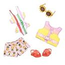 Glitter Girls Deluxe Doll Clothes 36 cm Dolls Beach and Pool Outfit - Costume da bagno, occhiali da sole, giubbotto salvagente - Accessori per bambole, giocattoli dai 3 anni