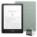 Kindle Paperwhite Essentials Bundle including Kindle Paperwhite (16 GB) - Fabric Cover - Agave Green, and Power Adapter