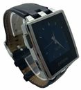 Pebble Smartwatch Black Leather Band Stainless Steel Smart Watch
