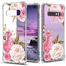 GREATRULY Floral Clear Case for Galaxy S10 Plus for Women Girls,Pretty Phone Case for Samsung Galaxy S10+,Flower Design Transparent Slim Soft Drop-Proof TPU Bumper Cushion Silicone Cover Shell,FL-K