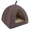 Pet Tent-Soft Bed for Dog and Cat by Best Pet Supplies - Brown Linen, 16" x 16" x H:14"