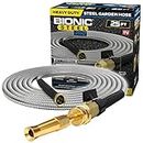 Bionic Steel Pro 25 FT Garden Hose with Nozzle, 304 Stainless Steel Metal Water Hose 25Ft, Flexible Hose, Kink Free, Lightweight and Durable, Crush Resistant Fitting, Easy to Coil, 500 PSI 2024 Model