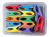 KITSEN 24 Pcs Cloth Drying Clips, Clothes Pegs for Rope/Stand/Pipe Packed in Storage Box (Multi Color)