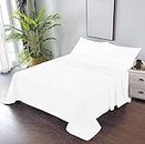 CCWB 100% Cotton Percale King Flat Sheets with Pillowcases Solid White 400 Thread Count Bedding Items (3 Pc Sets (1 Flat Sheet & 2 Pillowcases)- King, Swan White)