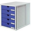 Cassettiera portadocumenti HAN SYSTEMBOX – design accattivante per documenti fino al formato C4, 5 cassetti chiusi, grigio chiaro-blu, 1450-14