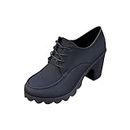 Zapatillas Blancas gruesas 2024 Winter Women's Solid Leather Pump Shoes Boot Strappy Thick Heelss Commuting Ankle Boots Shoe Office Daily Shoes Journey Z-044 Dark Gray 7.5