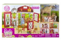 Barbie Sweet Orchard Barn Farm House Playset 11 Animals Working 15pc Horse New