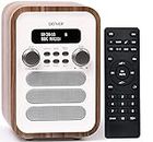 Denver DAB-48 Bluetooth DAB Radio With Remote Control - DAB/DAB+ Digital Radio Mains Powered – DAB Bluetooth Radio Speaker – DAB Alarm Clock – White With Large Remote Control