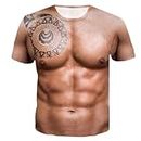 3D Muskel Tattoo Print Männer Kurzarm 3D Digitaldruck T-Shirt Muskelshirt Karneval Und Kostüme Sixpack Bedruckte T-Shirt Männer Braun XXL
