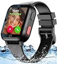 4G GPS Smart Watch for Kids Phone Smartwatch WhatsApp Elderly SOS Alarm Video Call Pedometer Voice Message Anti-Lost Waterproof Camera Real-time Tracking Watch for Boys Girls 3-12 Gifts Black