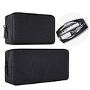 Universal Electronics Accessories Case, 2-Pack Portable Soft Carrying Case Bag Wire Cable Organizer for Hard Drive, Power Adapter, Laptop Mouse, Cosmetics Kit, Small+Big-Black