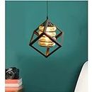 GAUVIK Vintage Cube Shape Metal Glass Hanging for Restaurant,Bedroom, Living Room and Home Decor Chandelier Ceiling Lamp.Black