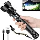 Rechargeable LED Flashlights, 300000 High Lumens Super Bright Flashlight, Tactical XHP90 Flashlight with 5 Modes, Zoomable, Military Grade Waterproof Flashlights for Emergencies, Camping