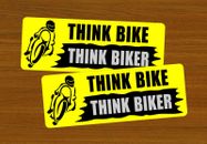 2 x Think Bike Biker Sticker Decal Car Motorbike Bumper Window Adhesive Yellow