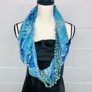 Anthropologie Accessories | Anthro Infinity Beaded Paisley Scarf | Color: Blue/White | Size: Os