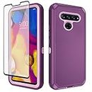 Asuwish Phone Case for LG V40 ThinQ with Tempered Glass Screen Protector and Cell Cover Hybrid Shockproof Hard Protective Accessories LGV40 Storm V 40 Thin Q V40ThinQ LG40 40V 40ThinQ Women Purple