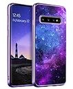 GUAGUA Galaxy S10 Case Samsung S10 Case Glow in The Dark Noctilucent Luminous Cover Space Nebula Slim Thin Shockproof Protective Phone Cases for Samsung Galaxy S10 Purple/Blue