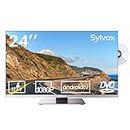 SYLVOX 24'' Smart RV TV, Built-in DVD Player, APP Store, 1080P Android 11 System, Support WiFi Bluetooth, 12V TV, 9-32V Wide Voltage Protection, Frameless Design