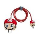 NAFS Compatible for iPhone Charger Case Cover, Funny Cartoon Character, Silicone Charger Case Cover Compatible for 18-20W 360 Degree Full Protection Cover (Red Mario)
