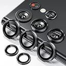 Etechnic Samsung Galaxy S22 Ultra Camera Protector/Camera Lens Tempered Glass Compatible with Samsung Galaxy S22 Ultra Back Metal Ring (Black)