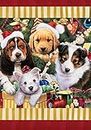Christmas Puppies - Double Sided, Standard Size, 28 Inch X 40 Inch Decorative Flag