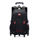 Rolling Backpack for Boys 18" Black Backpack with Wheels School Bag Kids' Carry-Ons Luggage Travel Trolley Bags Primary Middle School Bookbag
