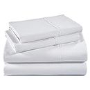 Giza - Sábanas de algodón divididas para cama king size, sábanas de algodón Giza, 100 % algodón Giza de grapas largas certificadas, juego de sábanas King de algodón Giza (dividido tamaño king, blanco)