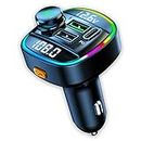 CRUST CS45 Car Bluetooth Device for Music System, FM Transmitter with Call Receiver; (PD 20W + QC3.0) Fast Charger; Real Time Car Battery Voltage Monitor; 7 Colour LED Lights; USB MP3 Audio Playback