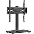 PERLESMITH Universal TV Stand - Table Top TV Stand for 32-60 inch LCD LED TVs - Height Adjustable TV Base Stand with Tempered Glass Base & Wire Management, VESA 400x400mm