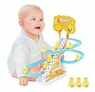 Kiddie Galaxia® Duck Track Toys Electric Ducks Chasing Race Track Game Set Playful Roller Coaster Toy 3 Duck LED Flashing Lights Music Button Fun Duck Stair Climbing Toy for Toddlers Kids