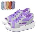 QLXYYFC Sandals Muffin lace-up sandals women Comfortable breathable lace-up muffin sandals with contrast inserts and lace-up cut-out for women (Color : Purple, Size : 7UK)