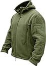 TACVASEN Windproof Men's Military Fleece Combat Jacket Tactical Hoodies, Green, M