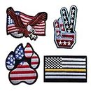 4 Pieces Victor Eagle Paw American Flag Iron On Sew on Patch, USA Flag Emblem Embroidered Badge for Backpacks,Jeans, Jacket, Bags (Paw Flag)