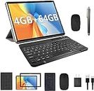 Tablet 2 in 1 Tablets with Keyboard Case Mouse Protective Film Stylus, 10.1 Inch Tablet computer, Android 11.0 Tablet, 64GB ROM+4GB RAM, 8MP Camera, 6000mAh Battery IPS WIFI Bluetooth Tablets PC Black