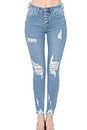 Wax Jean Women's 'Butt I Love You' High Rise Push Up Jeans - Vintage-Inspired Exposed Button Skinny Denim, Light, 7