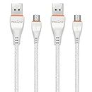 Pinnaclz Original Combo of 2 Micro USB Fast Charging Cable, USB Charging Cable for Data Transfer Perfect for Android Smart Phones White 1.2 Meter Made in India (Pack of 2)