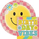 Creative Converting Flower Power Birthday Party Plates & Napkins, Serves 16 in Blue/Green/Pink | Wayfair DTC8477E2G