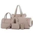 OTMIPIML Purses and Handbags for Women Synthetic Leather Tote Crossbody Bags Satchel Purses Set 6pcs, 2d-grey