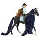 Bandai Breyer Freedom Series Jet And English Rider Charlotte Horse Model, 15cm 1:12 Scale Jet And English Rider Charlotte Horse Toy, Hand Painted Breyer Horse Toys Collectable Figures