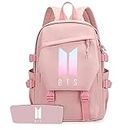 Fancyku® BTS School Backpack Kpop Theme BTS Bangtan Girls Casual Backpack Suitable for Students Laptop Backpack and Casual Backpack That can Hold 15.6 inches